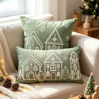 Embroidered Gingerbread House Christmas Pillow Cover, Square or Lumbar - product view 2