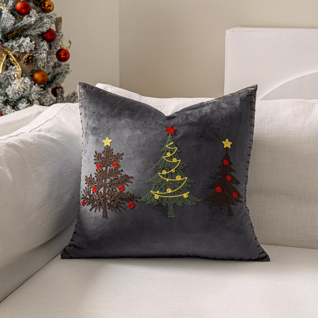 Embroidered Christmas Tree Pillow Cover, 17.72 × 17.72 Inches - product view 5