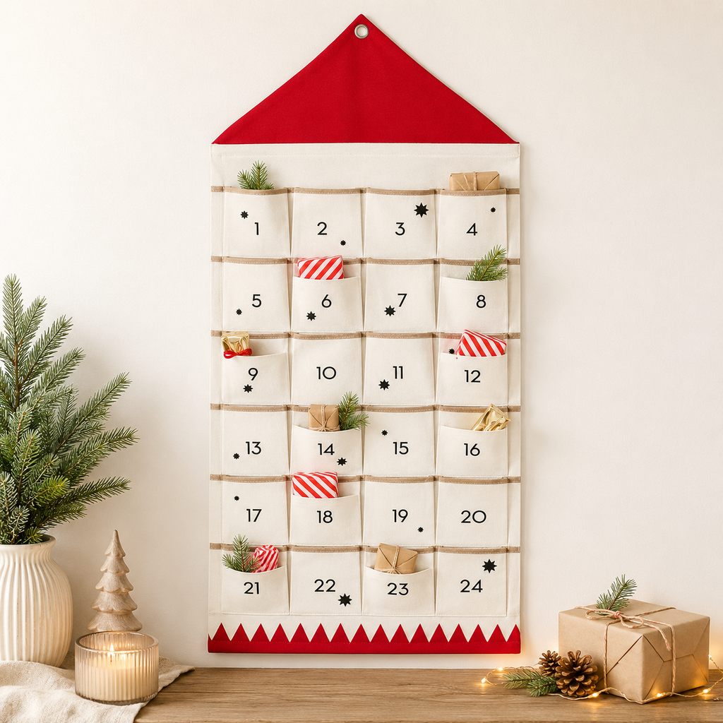 Fabric Christmas Advent Calendar, 24-Pocket Wall Countdown - product view 5