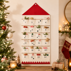 Fabric Christmas Advent Calendar, 24-Pocket Wall Countdown - Red
