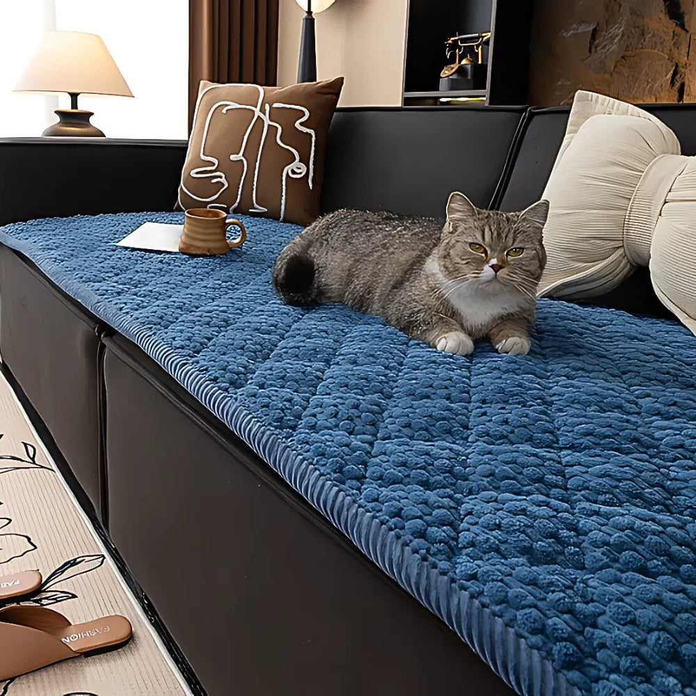 Quilted Sofa Cover — Navy Comfort