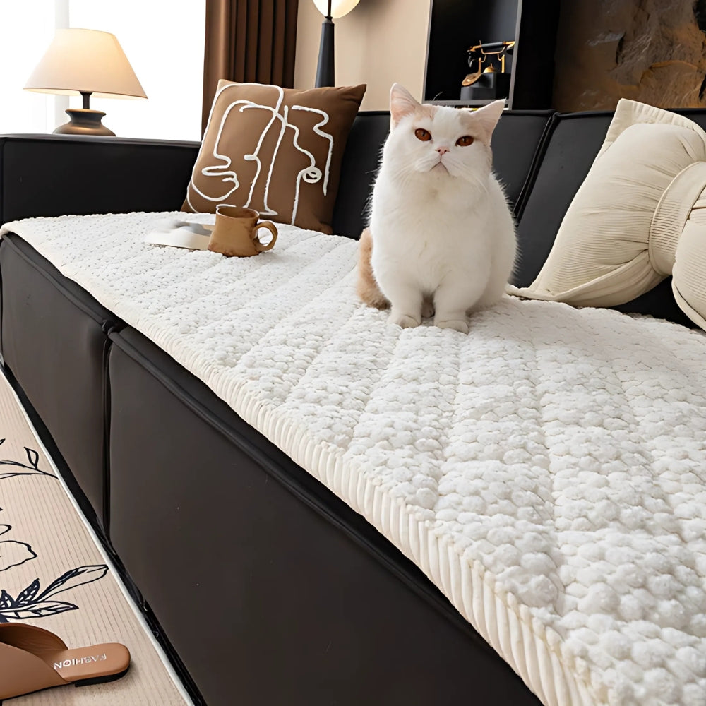 Quilted Sofa Cover — Ivory Bliss