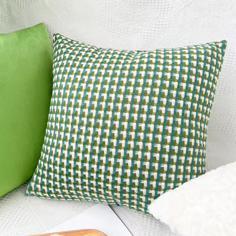 Textured Check Throw Pillow Cover, Microfiber Woven Cushion Cover — product view 5