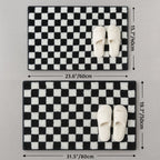 Checkered Bath Mat, Absorbent Non-Slip Microfiber Bathroom Rug — product view 3