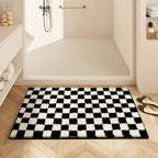 Checkered Bath Mat, Absorbent Non-Slip Microfiber Bathroom Rug — product view 2