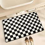 Checkered Bath Mat, Absorbent Non-Slip Microfiber Bathroom Rug — product view 5