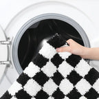 Checkered Bath Mat, Absorbent Non-Slip Microfiber Bathroom Rug — product view 6