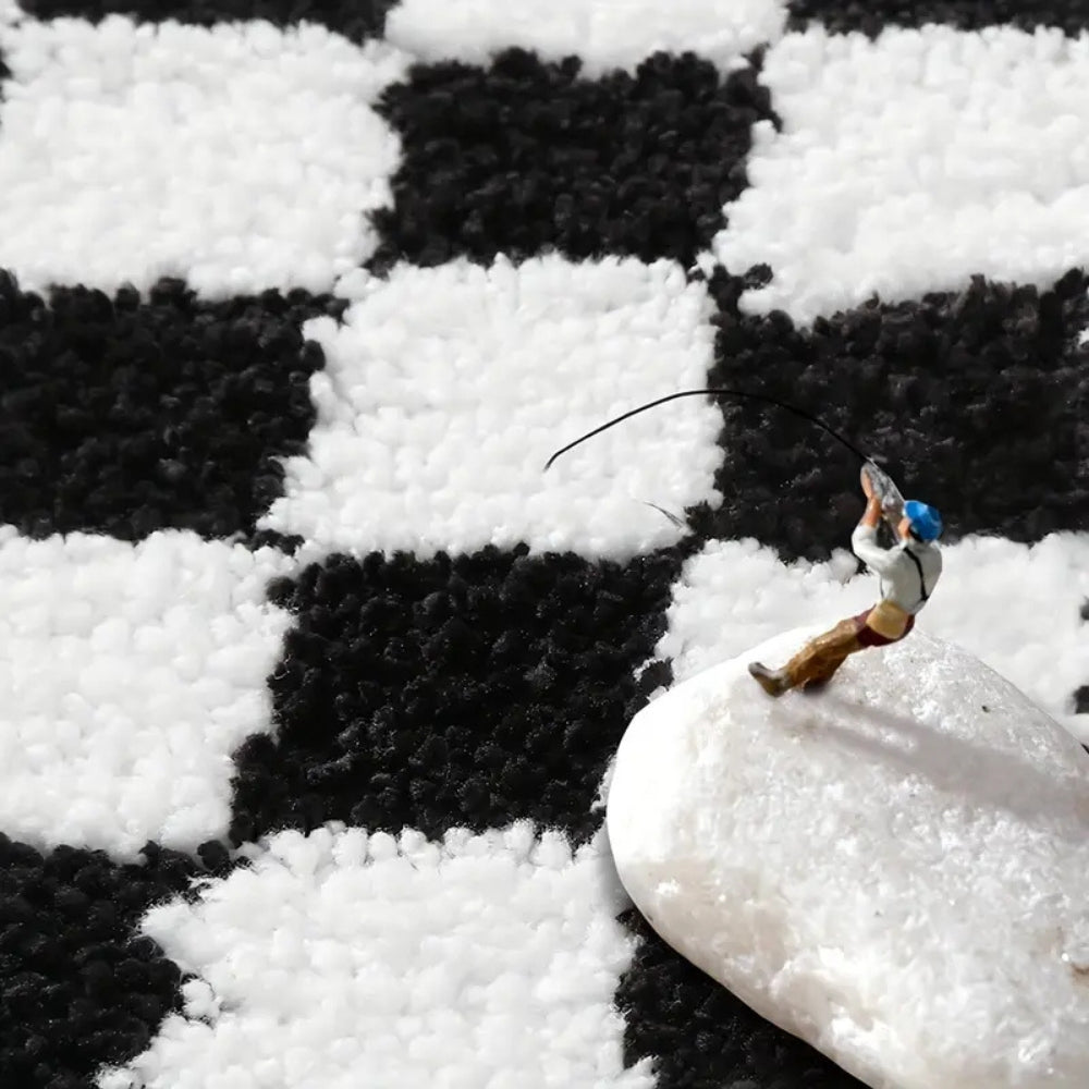 Checkered Bath Mat, Absorbent Non-Slip Microfiber Bathroom Rug — product view 8