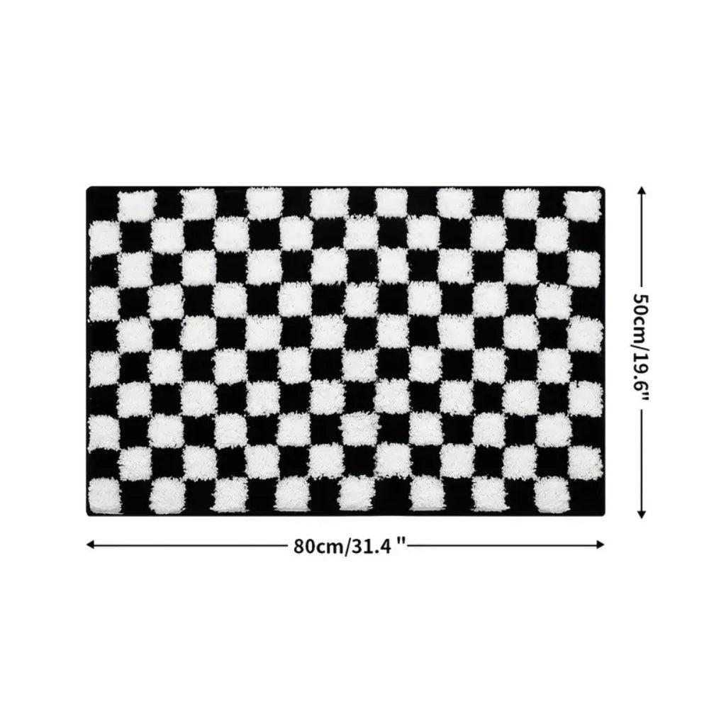 Checkered Bath Mat, Absorbent Non-Slip Microfiber Bathroom Rug — product view 9