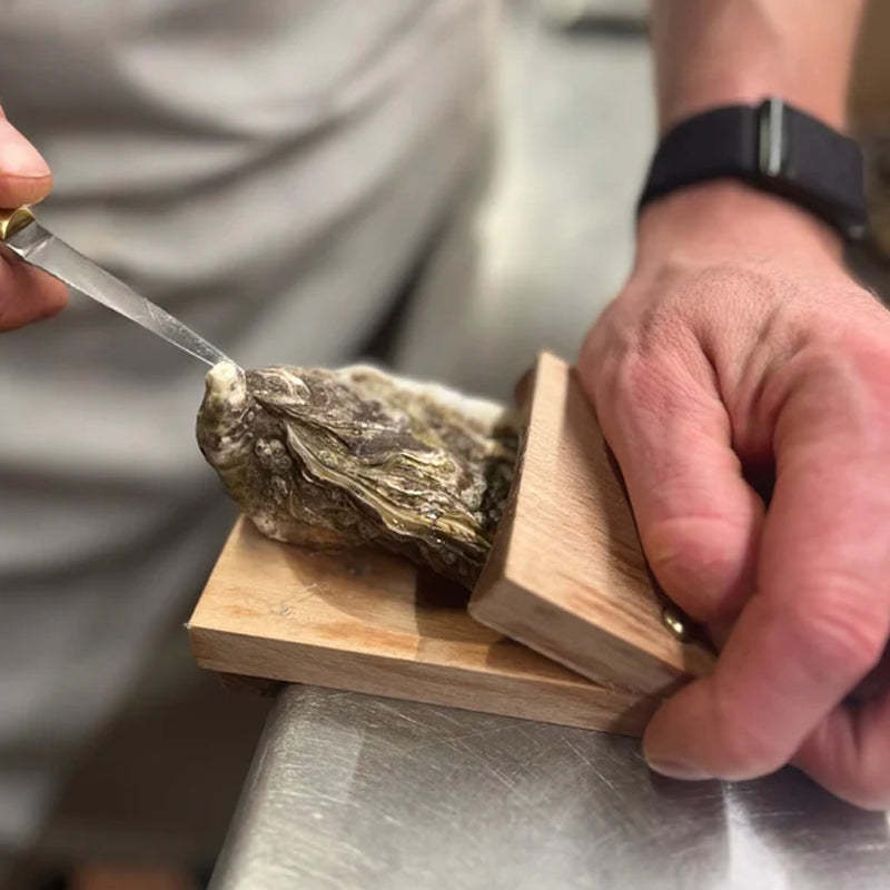 SacredHut | Premium wood handle oyster shell opener clamp