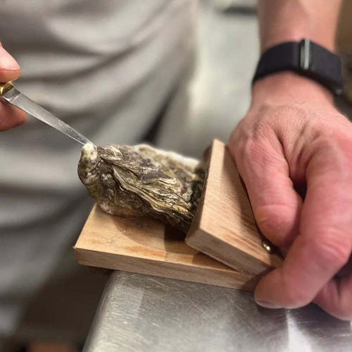 SacredHut | Premium wood handle oyster shell opener clamp