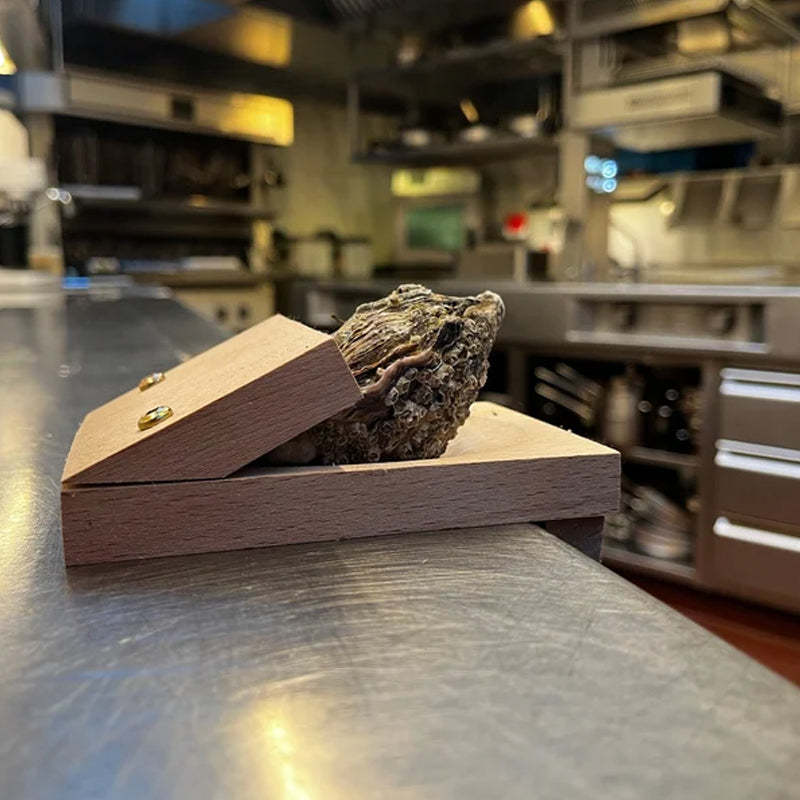 SacredHut | Premium wood handle oyster shell opener clamp