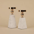 Marble Candle Holder with Gold Accent, Pyramid Table Centerpiece — product view 1