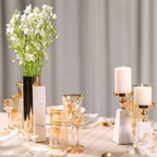 Marble Candle Holder with Gold Accent, Pyramid Table Centerpiece — product view 4