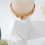 Marble Candle Holder with Gold Accent, Pyramid Table Centerpiece — product view 8