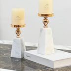 Marble Candle Holder with Gold Accent, Pyramid Table Centerpiece — product view 6