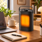 Compact ceramic space heater for bedroom and office