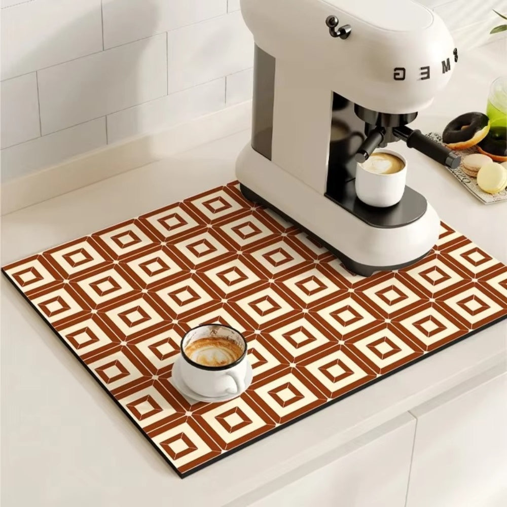 Absorbent Coffee Bar Mat — Rustic Tile