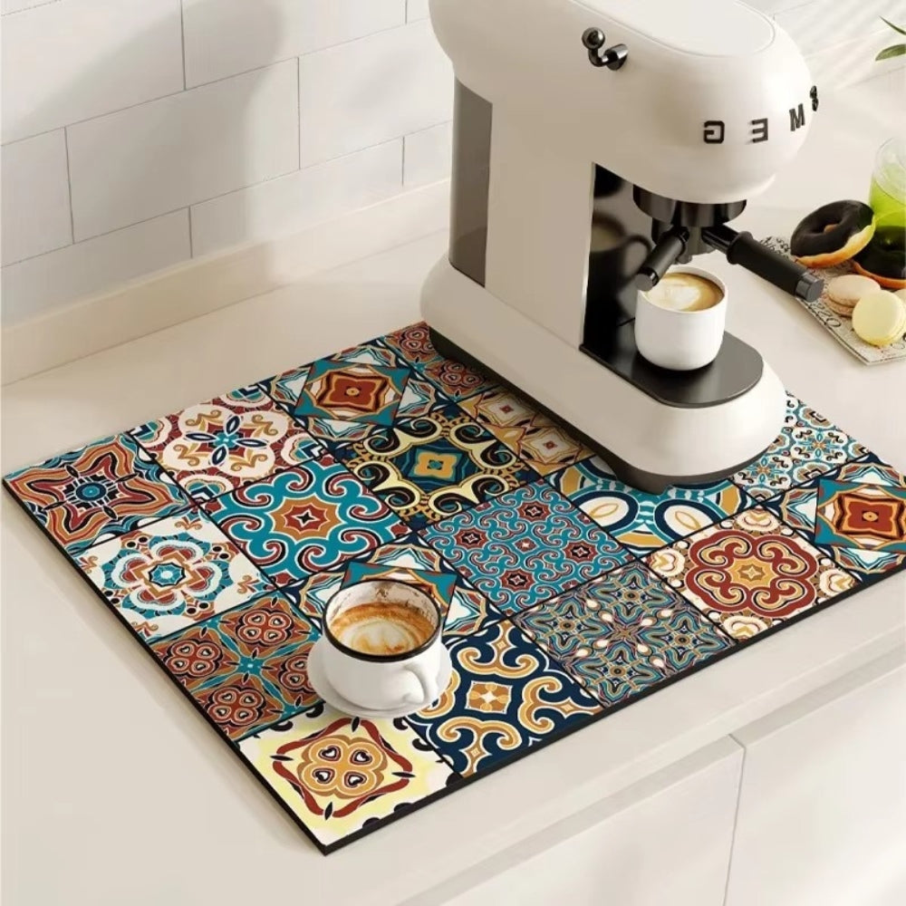 Absorbent Coffee Bar Mat — Mandala Patch