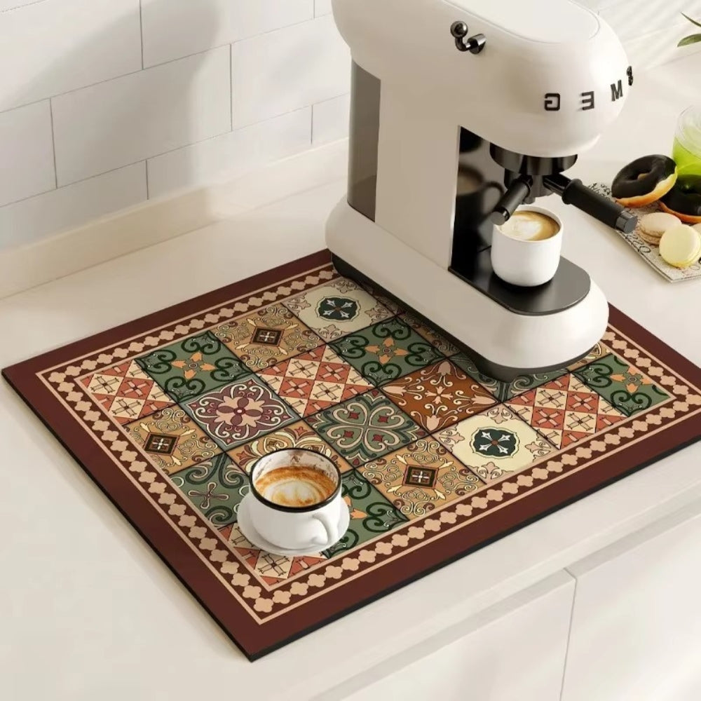 Absorbent Coffee Bar Mat — Azure Tile