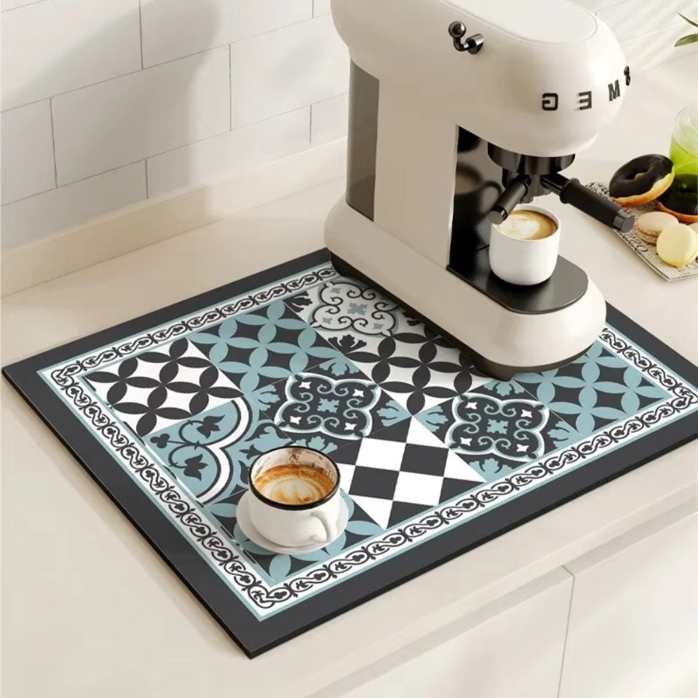 Absorbent Coffee Bar Mat — Nordic Blue
