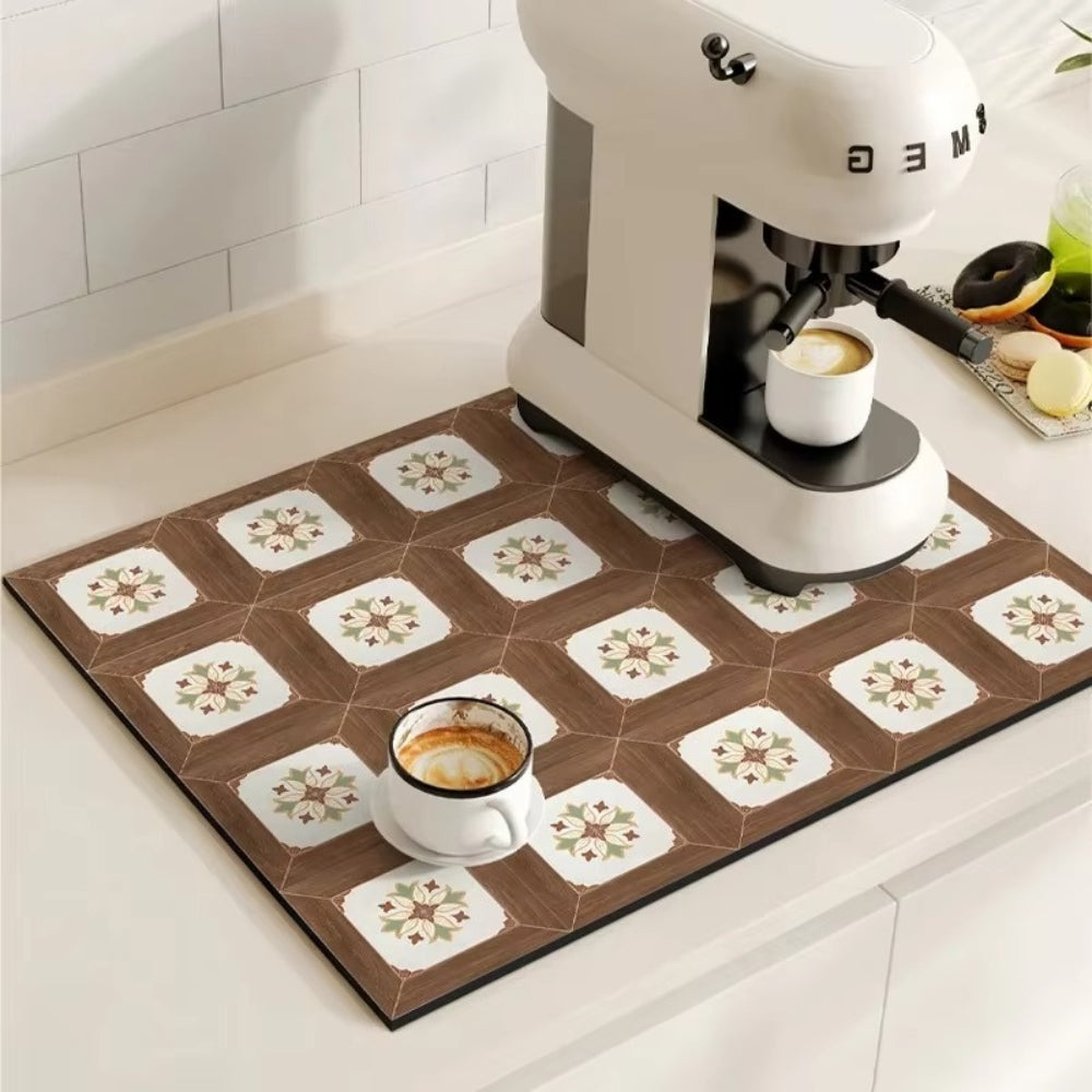 Absorbent Coffee Bar Mat — Muted Mosaic