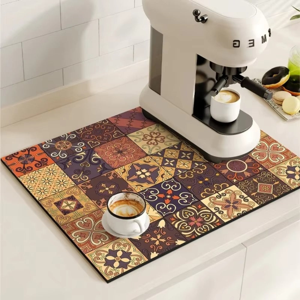 Absorbent Coffee Bar Mat — Classic Noir
