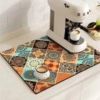 Absorbent Coffee Bar Mat — Cerulean Bloom
