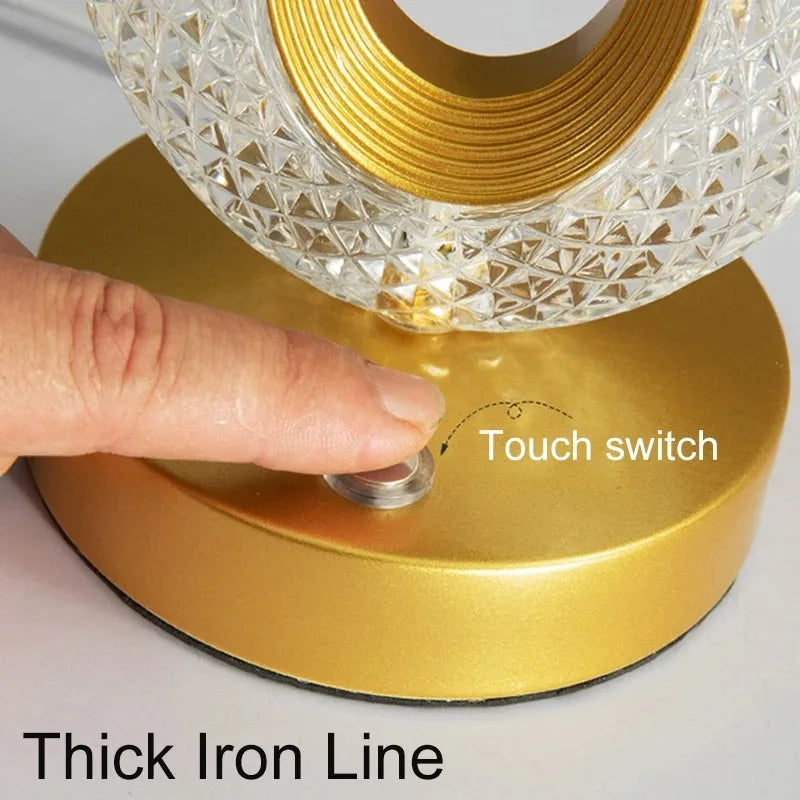 Crystal-Style LED Night Light, Rechargeable Touch-Dimming Lamp - product view 5