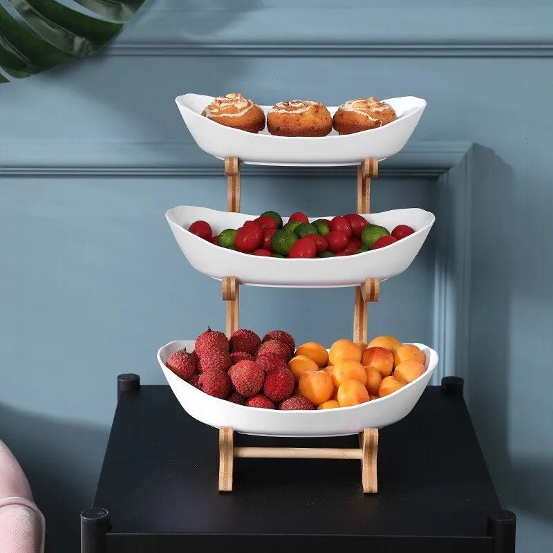 SacredHut | FruitTriad | Three-tier fruit bowl made of plastic