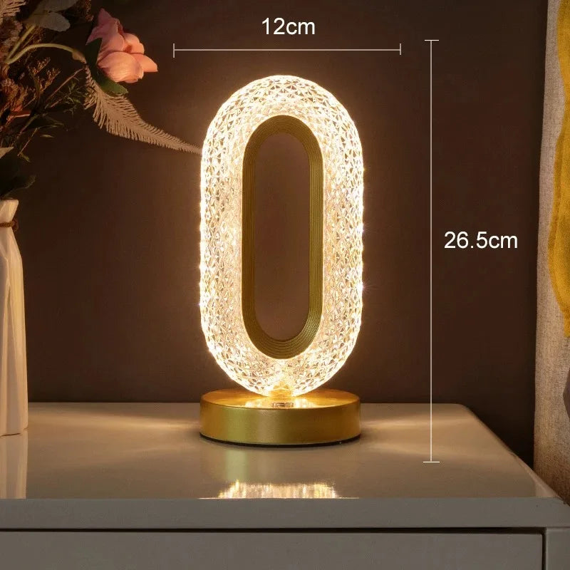 Crystal-Style LED Night Light, Rechargeable Touch-Dimming Lamp - product view 3