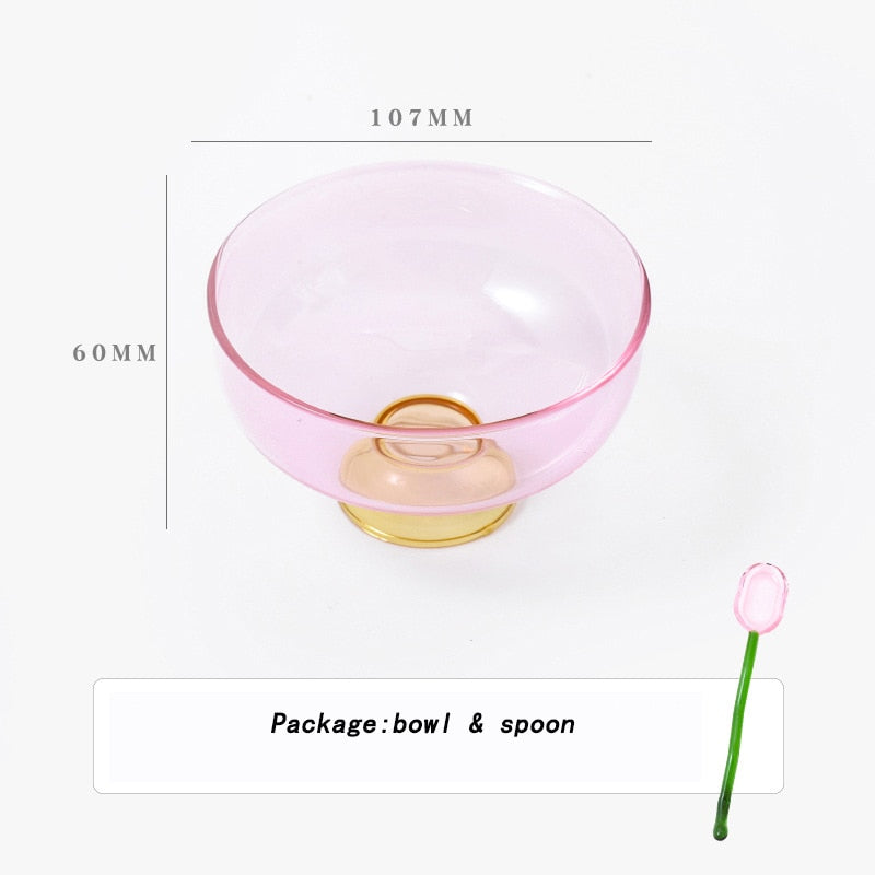 SacredHut | Colorful borosilicate dessert bowl with spoon