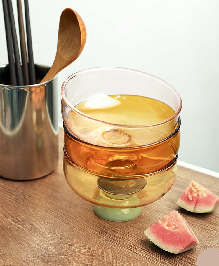 SacredHut | Colorful borosilicate dessert bowl with spoon