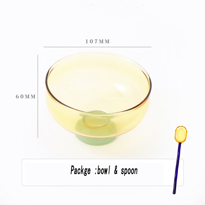 SacredHut | Colorful borosilicate dessert bowl with spoon