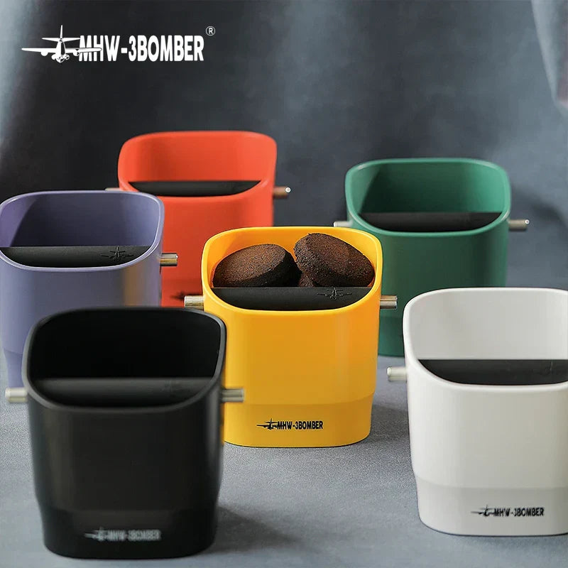 SacredHut | 0.9–1.2 l Espresso knock box, detachable knock bar and non-slip base, square coffee grounds waste, barista desktop accessories