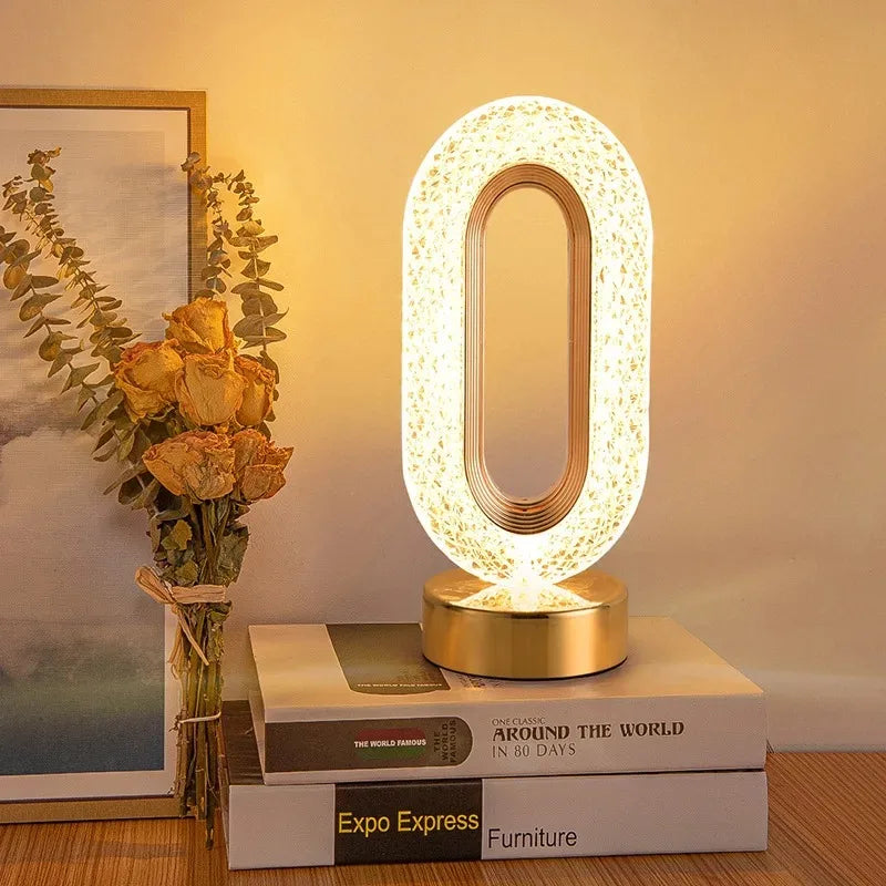 Crystal-Style LED Night Light, Rechargeable Touch-Dimming Lamp - product view 1
