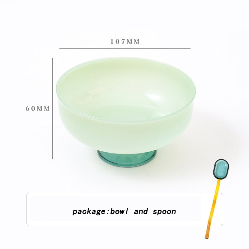 SacredHut | Colorful borosilicate dessert bowl with spoon