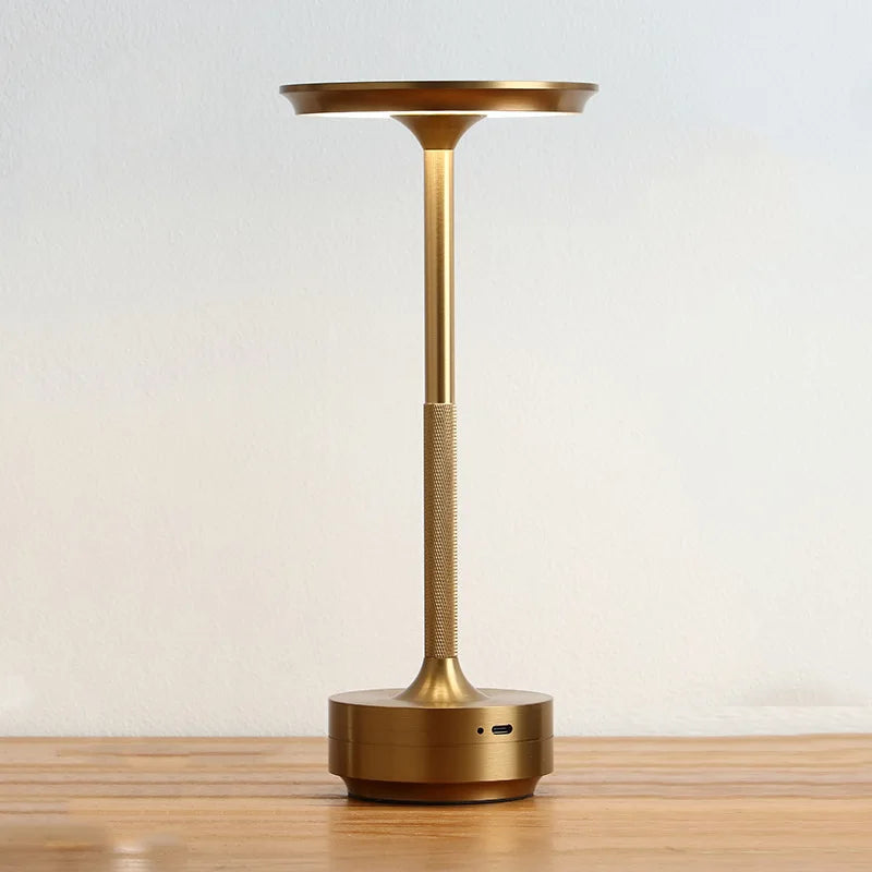 USB-C Rechargeable Table Lamp, Dimmable Aluminum LED Light - Gold