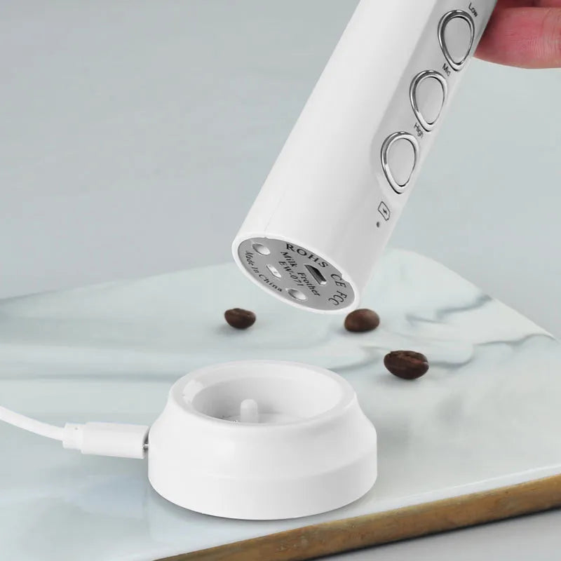 SacredHut | 3 In 1 Electric Milk Frother Rechargeable Milk Frother Handheld Frothing Device High Speeds Milk Frother Drink Mixer Coffee