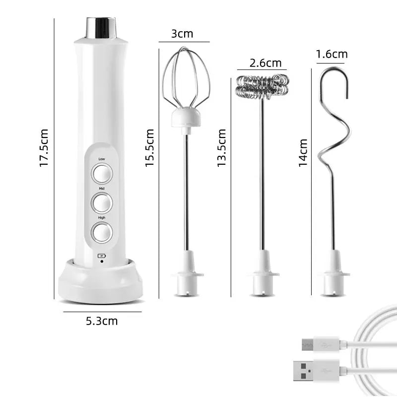 SacredHut | 3 In 1 Electric Milk Frother Rechargeable Milk Frother Handheld Frothing Device High Speeds Milk Frother Drink Mixer Coffee