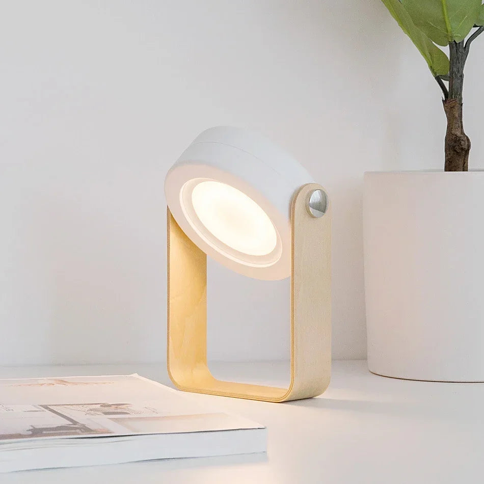 Folding Rechargeable Lantern, Wood-Handle LED Table Lamp - product view 1