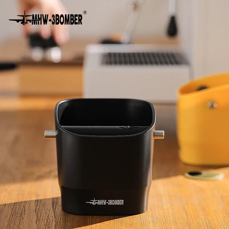 SacredHut | 0.9–1.2 l Espresso knock box, detachable knock bar and non-slip base, square coffee grounds waste, barista desktop accessories