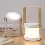 Folding Rechargeable Lantern, Wood-Handle LED Table Lamp - White