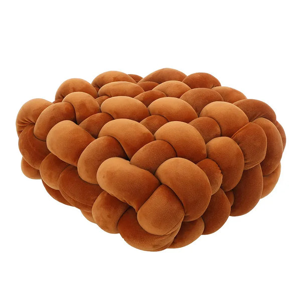 Handwoven Knot Cushion in Brown