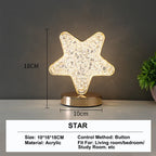 Crystal-Style LED Night Light, Rechargeable Touch-Dimming Lamp - Star