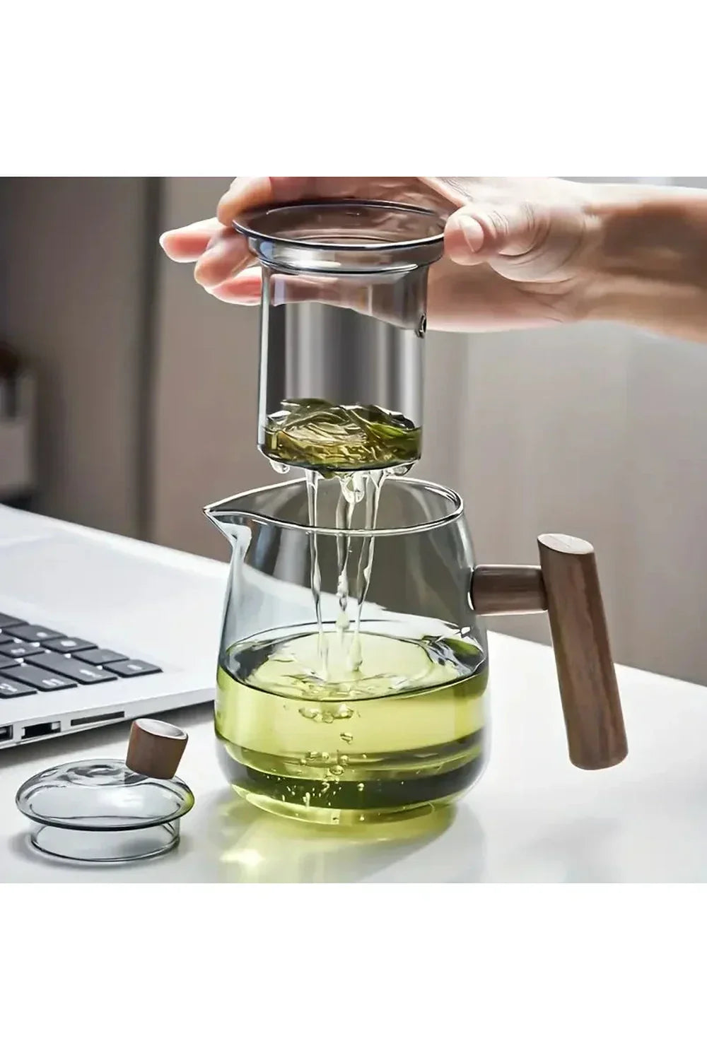 SacredHut | Wood Handle Glass Teapot