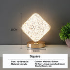 Crystal-Style LED Night Light, Rechargeable Touch-Dimming Lamp - Square