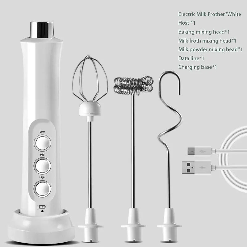SacredHut | 3 In 1 Electric Milk Frother Rechargeable Milk Frother Handheld Frothing Device High Speeds Milk Frother Drink Mixer Coffee