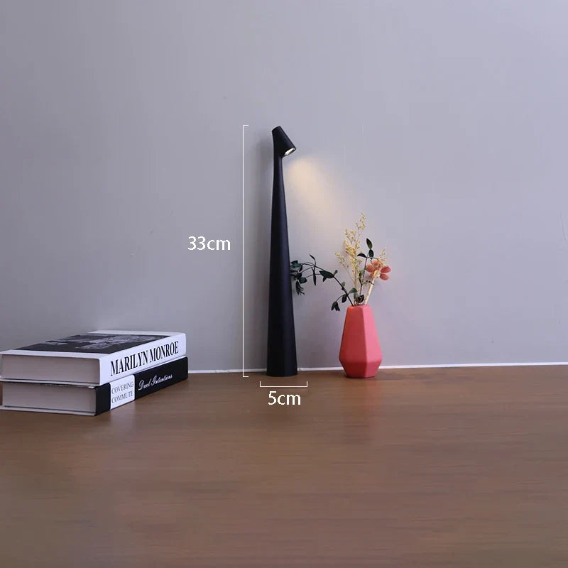 Rechargeable LED Table Lamp, Slim Touch-Dimmable Bedside Light - Black, Changeable