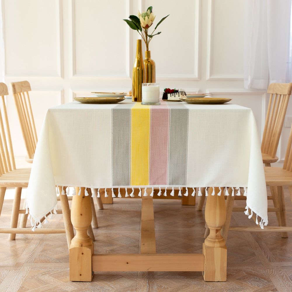 SacredHut | Waterproof Oil-resistant Rectangular Tablecloth Cotton Linen Wrinkle-resistant Tablecloth for Kitchen Dining Room Buffet Party